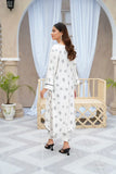 2pcs Flower Printed Stitched Suit Stone Winter Linen Suit Winter Collection (white)